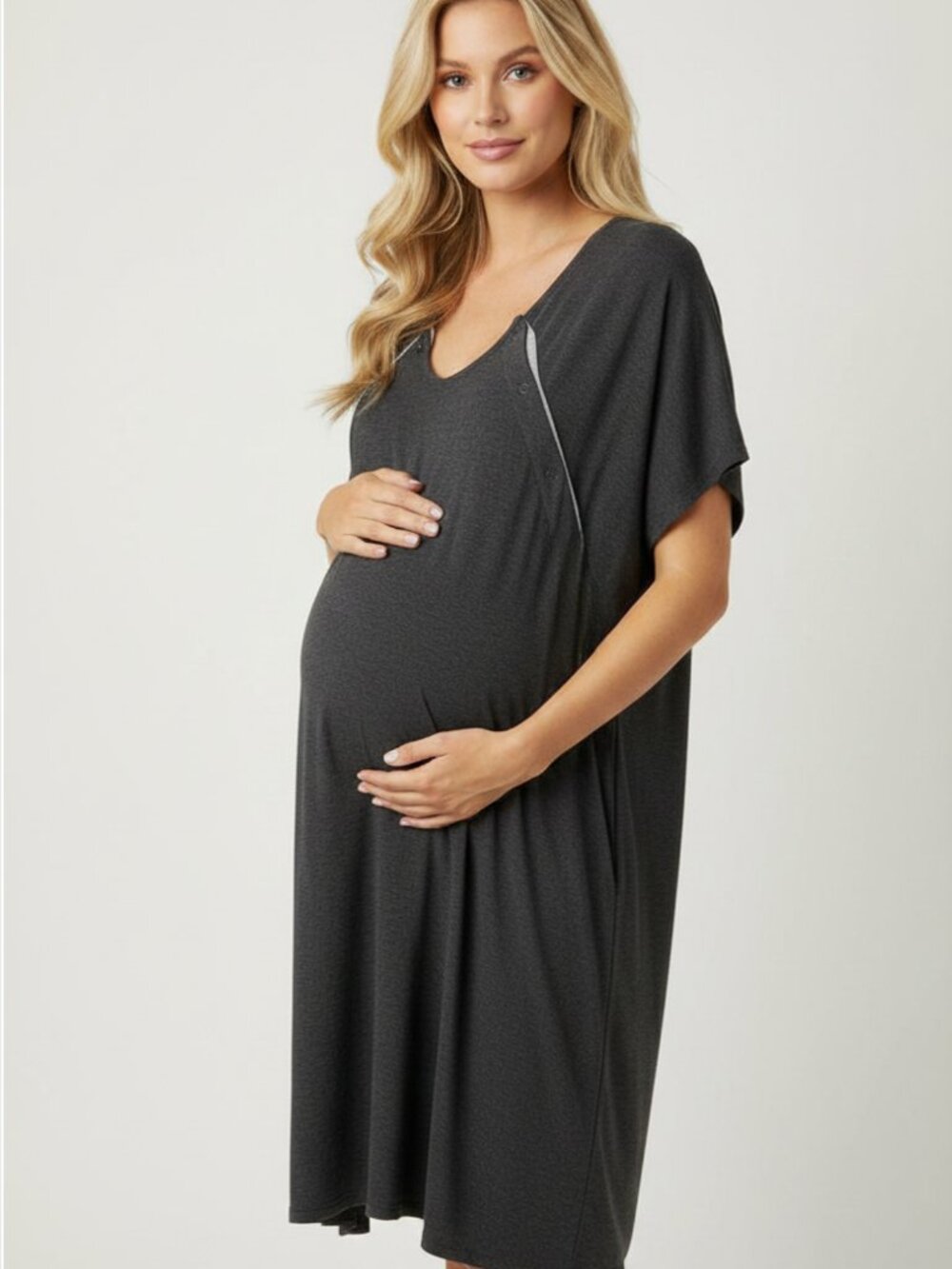 Frida Maternity Charcoal Gray Nursing Dress One Size